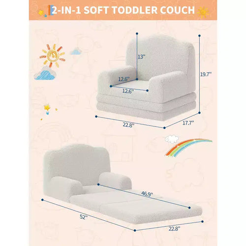 Canapé et fauteuil pour enfants 2-en-1 – Sofa en mousse pliable pour tout-petits