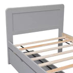 Lit jumeau avec 2 tiroirs de rangement gigognes, Cadre de lit plateforme avec tête de lit pour chambre à coucher ou petit espace de vie, Aucun sommier tapissier requis