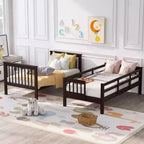 Lit superposé jumeau sur jumeau avec escalier, rangement et barrière de sécurité pour chambre à coucher, dortoir, couleur blanche