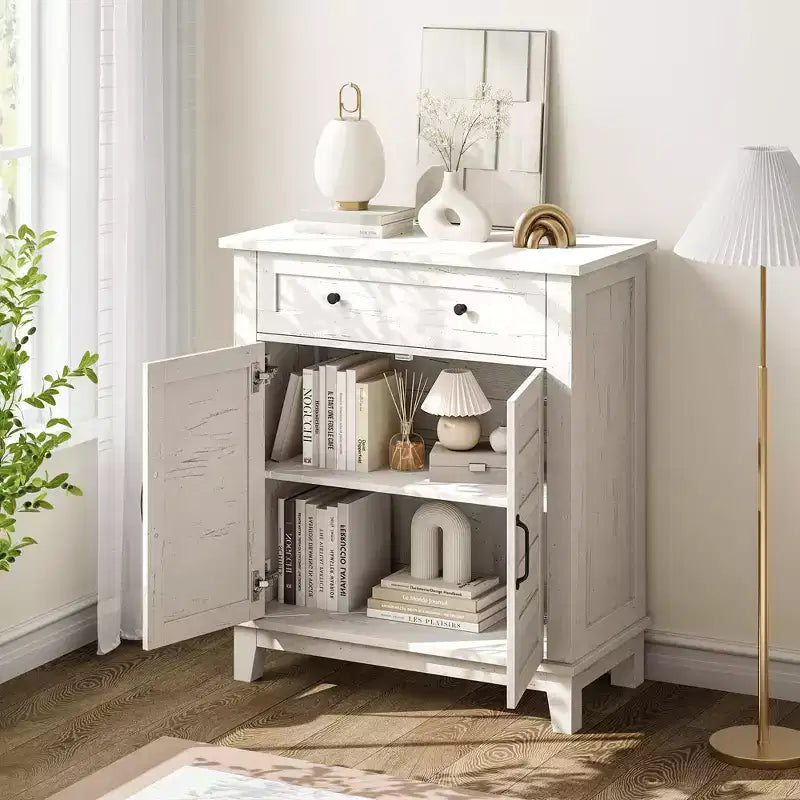 31.5 Armoire de buffet, Meuble de rangement rustique avec étagère réglable, Console d'entrée, Meuble de bar à café pour la cuisine