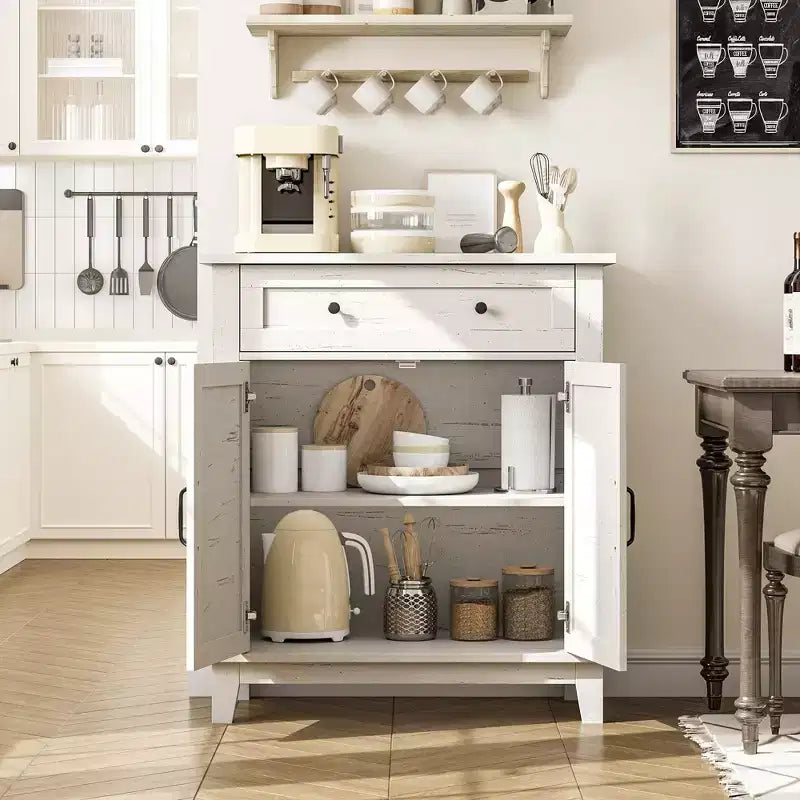 31.5 Armoire de buffet, Meuble de rangement rustique avec étagère réglable, Console d'entrée, Meuble de bar à café pour la cuisine