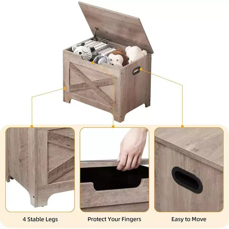 Banc de rangement Acekool avec couvercle relevable - Siège et organisateur d'entrée en bois rustique