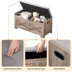 Banc de rangement Acekool avec couvercle relevable - Siège et organisateur d'entrée en bois rustique