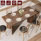 Table de salle à manger CuisinSmart 70,9 pouces pour 6 personnes, table de cuisine rectangulaire de style ferme avec cadre robuste et pieds en V, bureau épais en bois