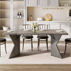 Table de salle à manger CuisinSmart 70,9 pouces pour 6 personnes, table de cuisine rectangulaire de style ferme avec cadre robuste et pieds en V, bureau épais en bois