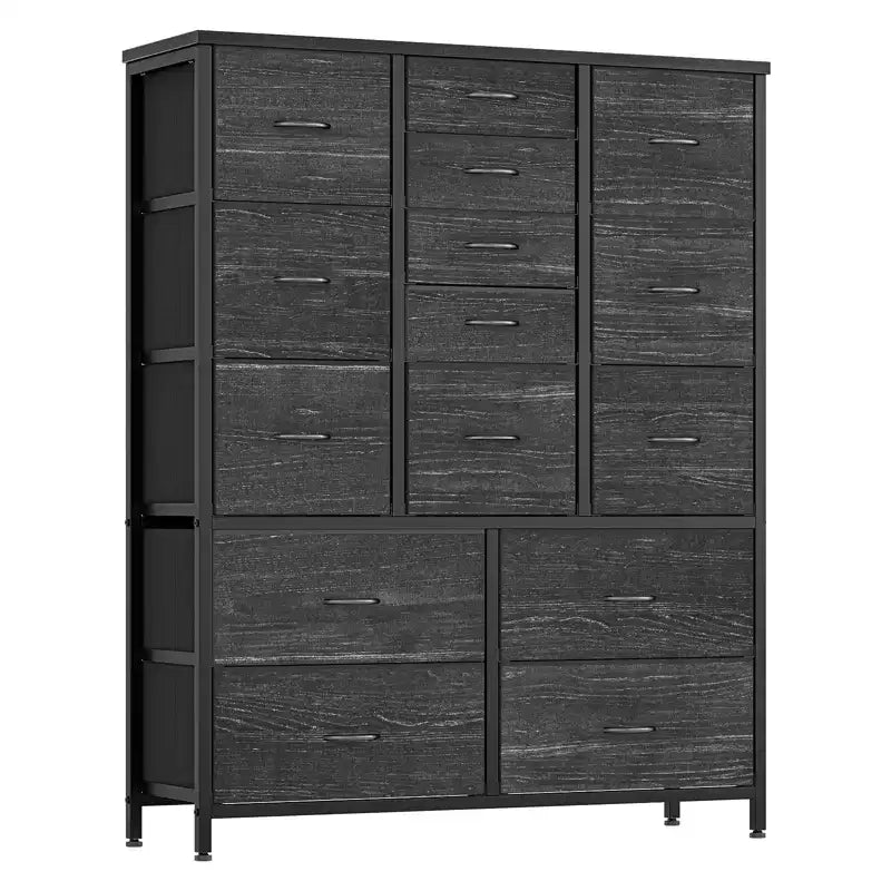 15 Drawers Dressers, Chest of Drawers with Wood Tabletop,Metal Frame, Storage Organizer Unit with Fabric,Tall Dressers for Bedroom Living Room Hallway