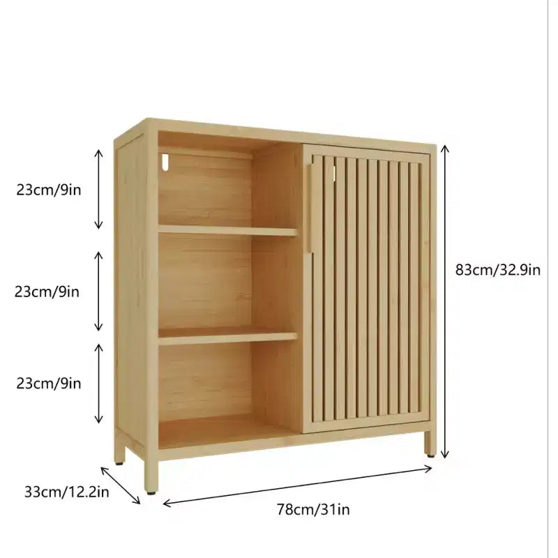 Meuble de rangement moderne GDFStudio Smedley de 32,9 po en bambou avec porte unique