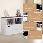 Organisateur de rangement de jouets à 3 niveaux, organisateur de rangement en bois Bibliothèque pour enfants avec 2 tiroirs et 3 compartiments de rangement, armoire de rangement sur pied