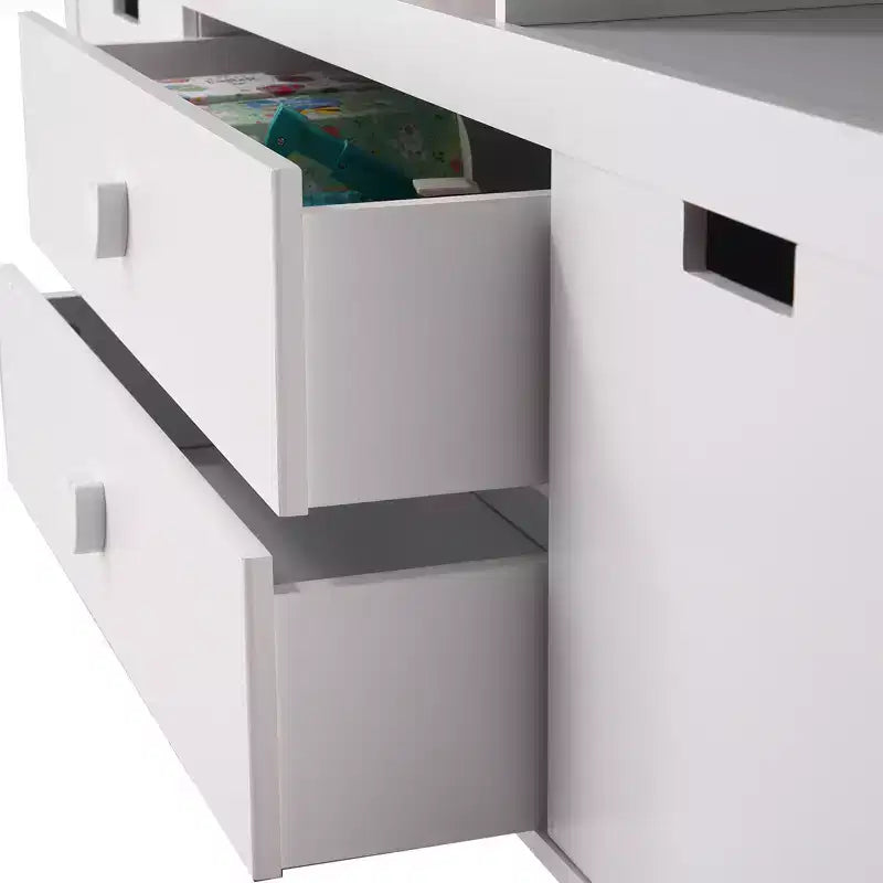 Organisateur de rangement de jouets à 3 niveaux, organisateur de rangement en bois Bibliothèque pour enfants avec 2 tiroirs et 3 compartiments de rangement, armoire de rangement sur pied