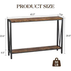 Table Console Industrielle Acekool avec Conception en V, Table d'Entrée/Canapé à 2 Niveaux pour Salon et Couloir, Rangement Peu Encombrant