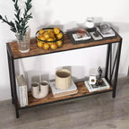 Table Console Industrielle Acekool avec Conception en V, Table d'Entrée/Canapé à 2 Niveaux pour Salon et Couloir, Rangement Peu Encombrant