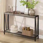 Table Console Industrielle Acekool avec Conception en V, Table d'Entrée/Canapé à 2 Niveaux pour Salon et Couloir, Rangement Peu Encombrant