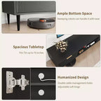 Meuble TV noir GustoWave pour téléviseurs jusqu'à 75 pouces, meuble de divertissement avec grands placards de rangement pour chambre à coucher, bureau