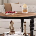 Table d'appoint ronde Acekool à 3 niveaux, table de bout de ferme avec pieds en métal pour chambre et salon - Marron rustique