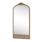 PexFix Miroir mural marron avec cadre en bois sculpté classique en arche, base en rotin, 94 cm L x 180 cm H