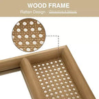 PexFix Miroir mural marron avec cadre en bois sculpté classique en arche, base en rotin, 94 cm L x 180 cm H
