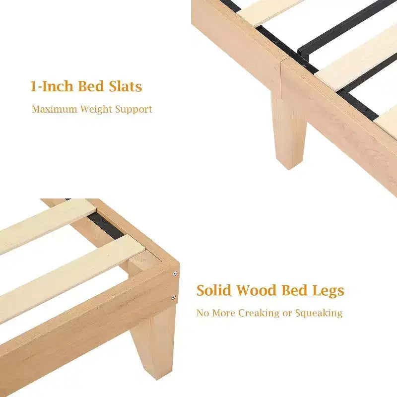 Cadre de lit en rotin Acekool avec tête de lit naturelle, lumières LED, lattes en bois massif, espace de rangement, pas besoin de sommier tapissier