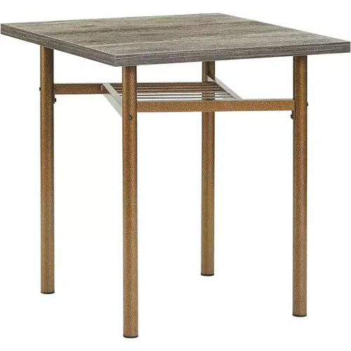 Ensemble de salle à manger 2 pièces, table carrée en bois de 120 cm avec pieds en métal et chaises assorties, table de cuisine marron antique pour petits espaces