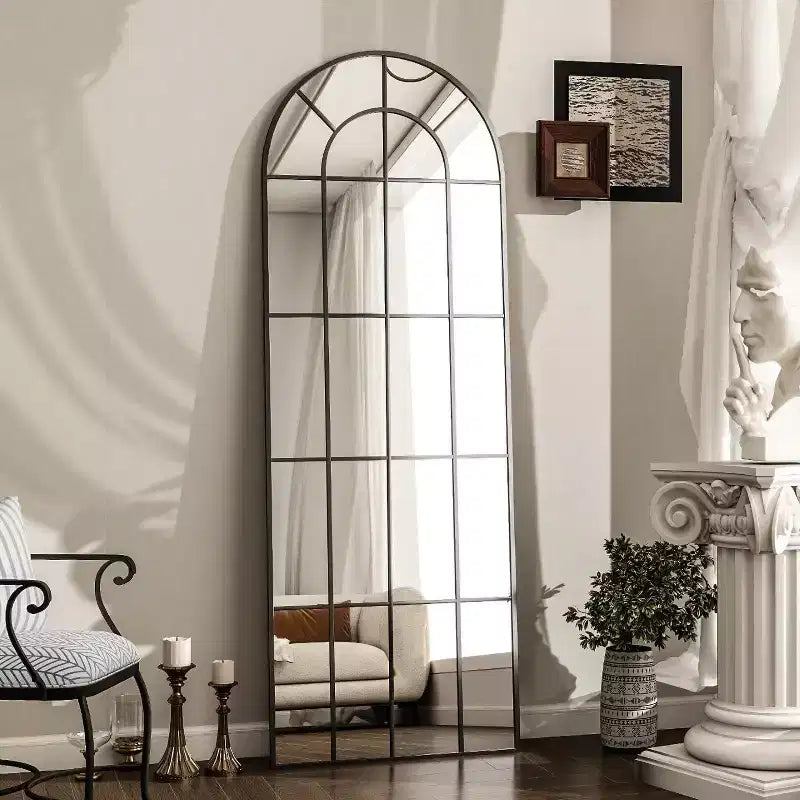 BEAUTYPEAK 69x 25 Miroir mural arqué pleine longueur, miroir de décoration murale, Noir