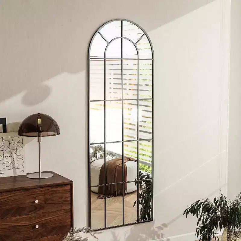 BEAUTYPEAK 69x 25 Miroir mural arqué pleine longueur, miroir de décoration murale, Noir
