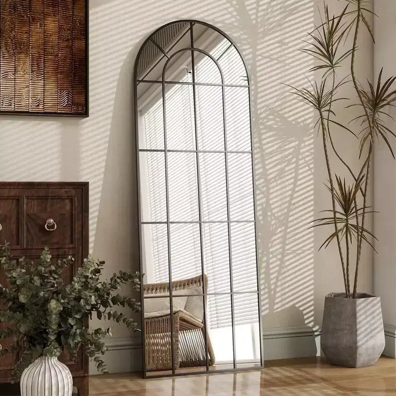 BEAUTYPEAK 69x 25 Miroir mural arqué pleine longueur, miroir de décoration murale, Noir