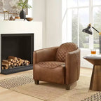 Fauteuil Art Leon en cuir avec design matelassé pour un confort intemporel