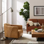 Fauteuil Art Leon en cuir avec design matelassé pour un confort intemporel