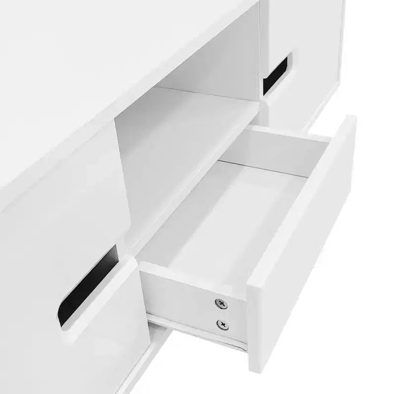 Table basse LED moderne Okak, éclairage 16 couleurs et espace de rangement, finition brillante, table d'appoint rectangulaire pour salon