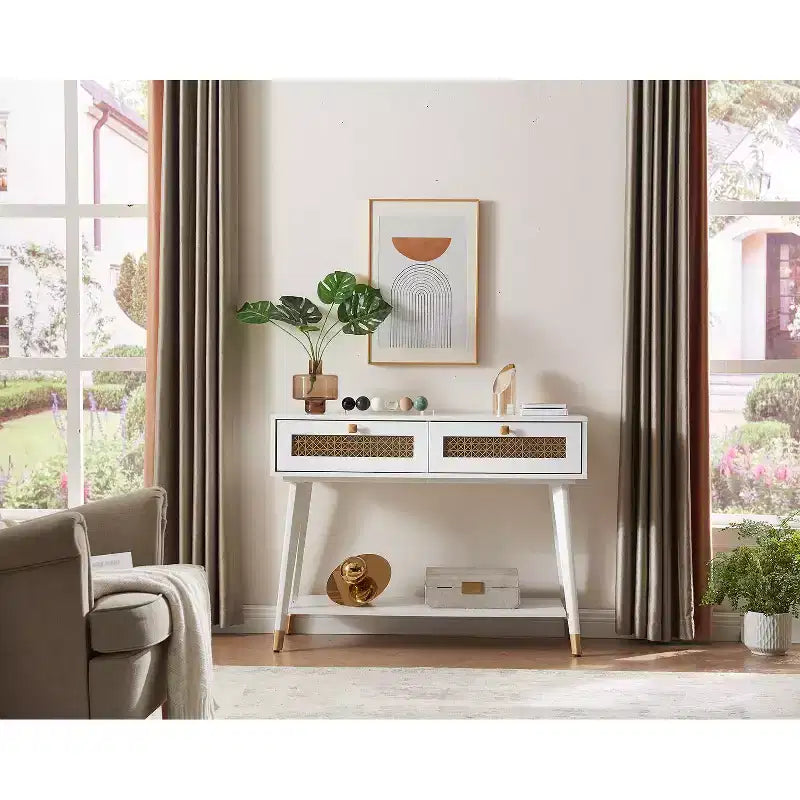 Probe Hues Table Console d'entrée Moderne et Élégante avec Tiroirs et Étagère en Métal