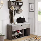 Banc à chaussures avec coussin, banc d'entrée avec étagère réglable, banc à chaussures de rangement dissimulé, étagère à chaussures en bois, pour entrée, couloir