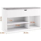 Banc à chaussures avec coussin, banc d'entrée avec étagère réglable, banc à chaussures de rangement dissimulé, étagère à chaussures en bois, pour entrée, couloir