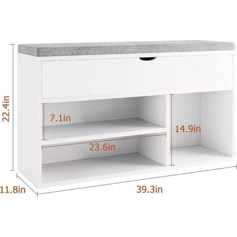 Banc à chaussures avec coussin, banc d'entrée avec étagère réglable, banc à chaussures de rangement dissimulé, étagère à chaussures en bois, pour entrée, couloir