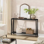 TROPOW Console, Table d'entrée à 2 niveaux, Table de canapé étroite avec rangement, Console pour entrée, salon, couloir