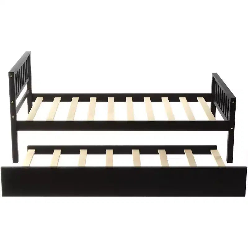 Acekool Cadre de lit plateforme double avec tête de lit, 2 tiroirs de rangement, design compact sans bruit, aucun sommier tapissier requis, pour chambre d'enfant ou d'amis