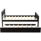 Acekool Cadre de lit plateforme double avec tête de lit, 2 tiroirs de rangement, design compact sans bruit, aucun sommier tapissier requis, pour chambre d'enfant ou d'amis