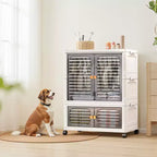 Boîtes de rangement avec couvercles, boîtes de rangement pliantes avec portes et roulettes, bacs de rangement pliables et empilables, lot de 3 organiseurs de placard pour la maison