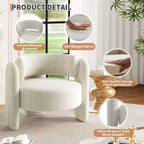 Fauteuil d'appoint moderne rembourré GustoWave avec cadre en bois massif, fauteuil rond en chenille de style Mid-Century avec dossier incurvé