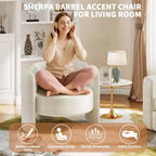 Fauteuil d'appoint moderne rembourré GustoWave avec cadre en bois massif, fauteuil rond en chenille de style Mid-Century avec dossier incurvé
