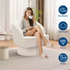 Fauteuil d'appoint pivotant moderne avec dossier rayé et coussin moelleux - Chaise longue ronde rembourrée