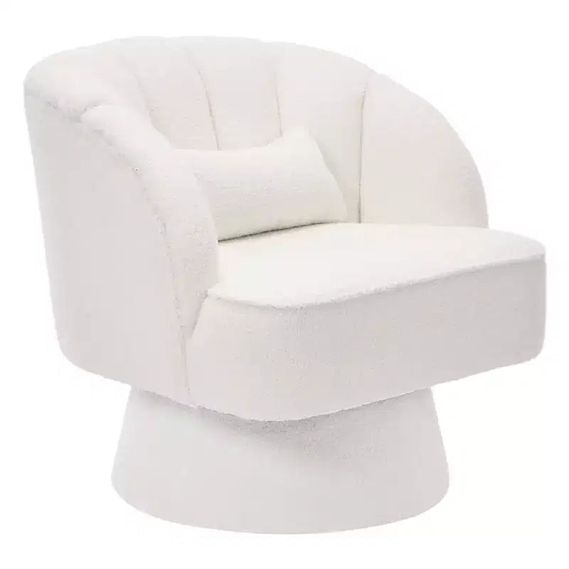 Fauteuil d'appoint pivotant moderne avec dossier rayé et coussin moelleux - Chaise longue ronde rembourrée