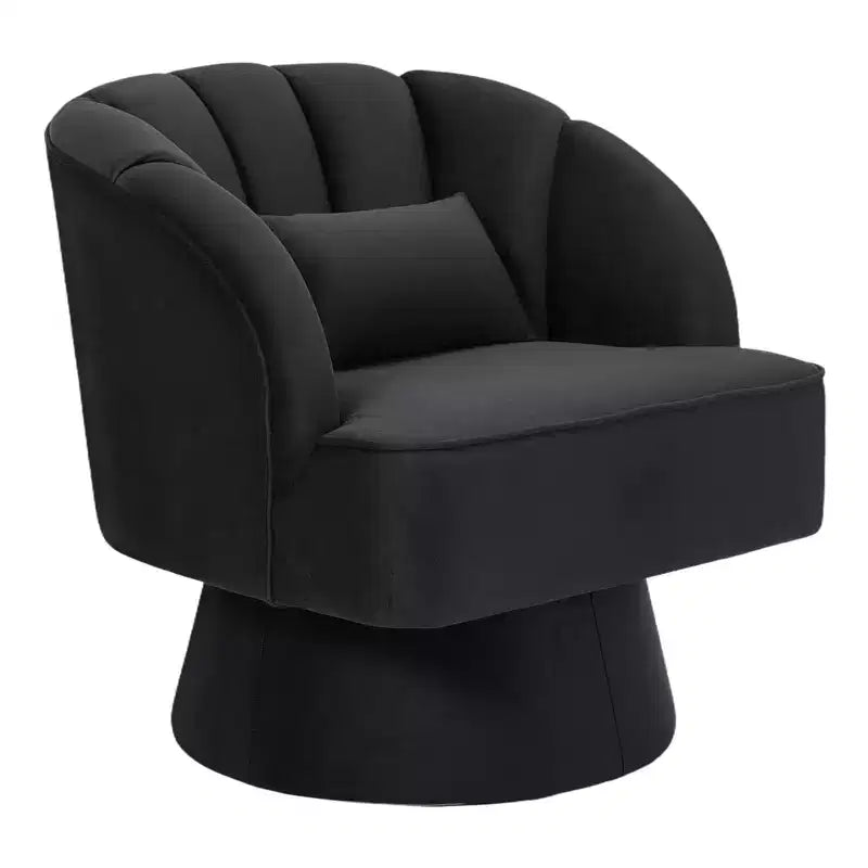 Fauteuil d'appoint pivotant moderne avec dossier rayé et coussin moelleux - Chaise longue ronde rembourrée