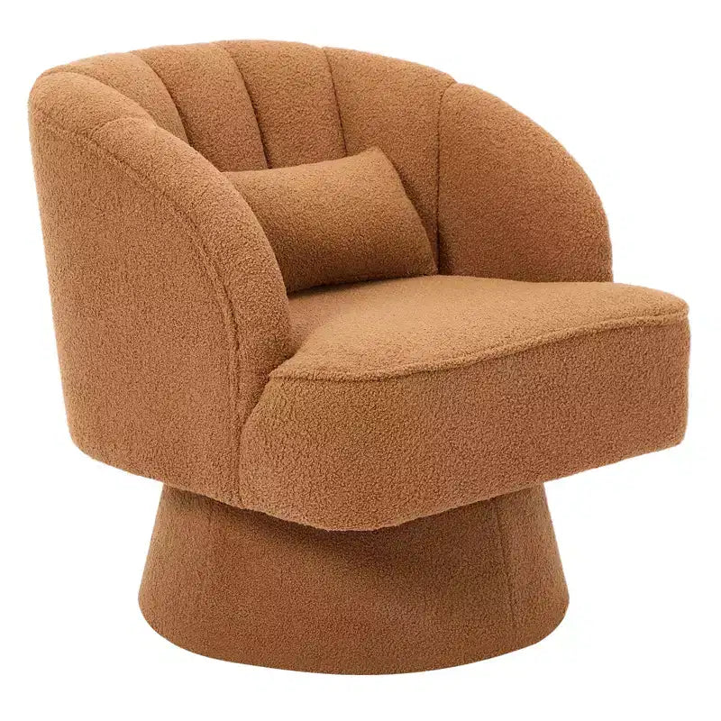 Fauteuil d'appoint pivotant moderne avec dossier rayé et coussin moelleux - Chaise longue ronde rembourrée