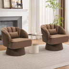 Fauteuil d'appoint pivotant moderne avec dossier rayé et coussin moelleux - Chaise longue ronde rembourrée