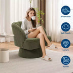 Fauteuil d'appoint pivotant moderne avec dossier rayé et coussin moelleux - Chaise longue ronde rembourrée