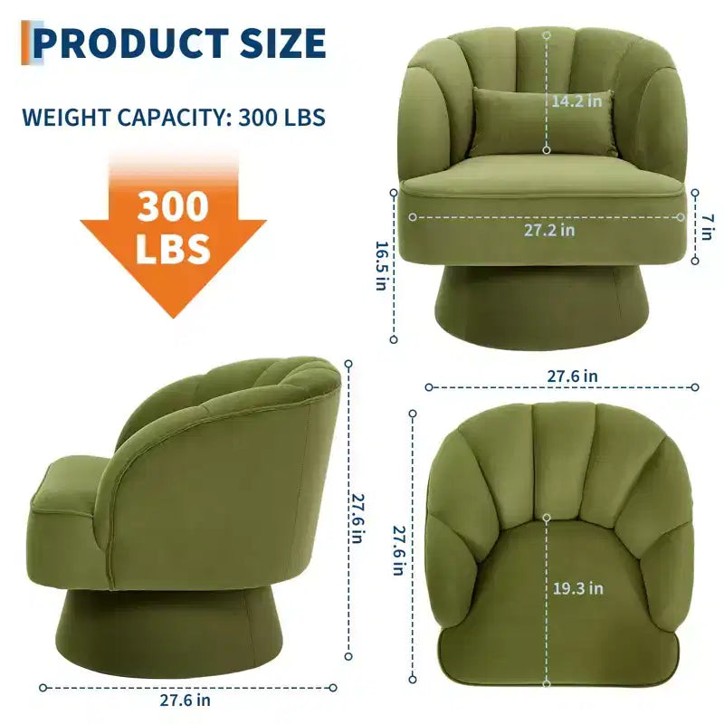 Fauteuil d'appoint pivotant moderne avec dossier rayé et coussin moelleux - Chaise longue ronde rembourrée