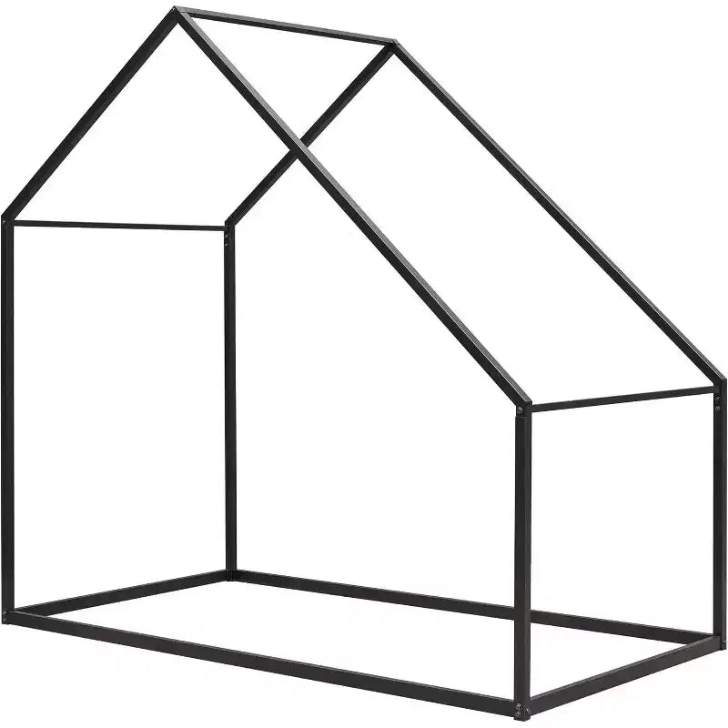 Lit Cabane Enfant Acekool - Cadre Métallique Simple avec Toit