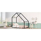 Lit Cabane Enfant Acekool - Cadre Métallique Simple avec Toit