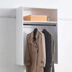 HomeStock Série Devi 31,5-94,5 po L Système de Rangement Modulaire Mural Tringles Doubles 1 Étagère Système de Rangement en Bois