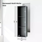 Niche de douche en acier inoxydable au design rectangulaire encastré, installation sans carrelage requise, rangement mural pour salle de bain