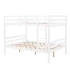 Lit superposé double sur double avec échelle, cadre en bois avec barrières de sécurité hautes pour enfants, aucun sommier tapissier requis, robuste et peu encombrant, blanc